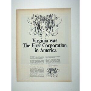 Vintage 1967 Virginia Company Print Ad Jamestown